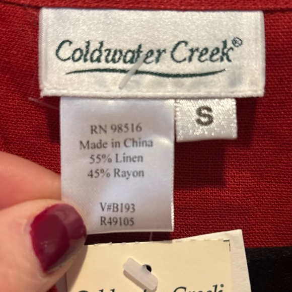 NWT Coldwater Creek Bold Red Linen Button-Up Shirt Small - Picture 5 of 5